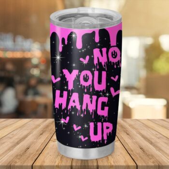 No You Hang Up Pink Screams Horror Ghost Face Characters Coffee Tumbler with Lid Halloween Gifts For Women Adults Scary Horror Movie Fans 20oz 30oz Tumbler Cup Insulated Travel Coffee Mug