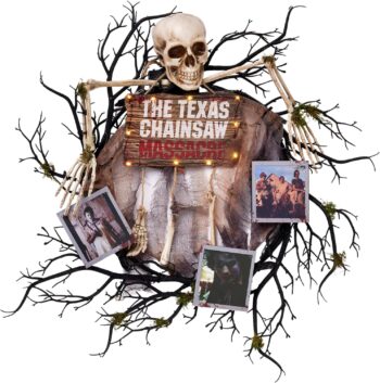 Spirit Halloween The Texas Chainsaw Massacre Light-Up Leatherface Wreath | Officially Licensed | Horror Décor