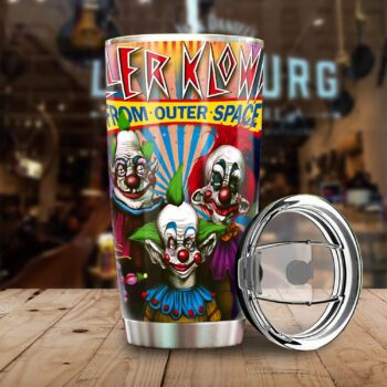 Sunstop Killer Klowns from Outer in The Space Tumbler - Horror Character Scary Movie, Halloween Decoration 20 Oz Stainless Steel Tumbler