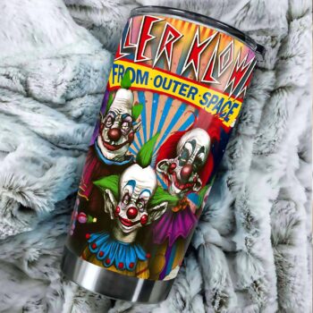 Sunstop Killer Klowns from Outer in The Space Tumbler - Horror Character Scary Movie, Halloween Decoration 20 Oz Stainless Steel Tumbler