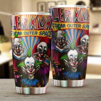 Sunstop Killer Klowns from Outer in The Space Tumbler - Horror Character Scary Movie, Halloween Decoration 20 Oz Stainless Steel Tumbler