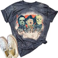 The Boys of Fall Bleached Tshirt Women Halloween Horror Movies Shirt Novelty Graphic Short Sleeve Tee Tops