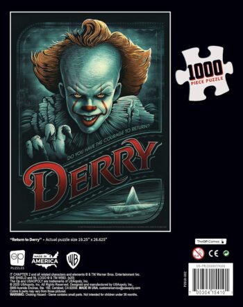 USAOPOLY IT Chapter 2 “Return to Derry” 1000 Piece Jigsaw Puzzle | Officially Licensed IT Merchandise | Collectible Puzzle Featuring Pennywise The Clown from IT Films