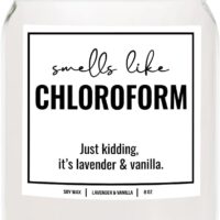 YouNique Designs Smells Like Chloroform Scented Candle, 8 Oz, True Crime Gifts for Women, Serial Killer Gifts for Women, Crime Junkie Merch, All Natural Soy Vegan Candles (Lavender & Vanilla)