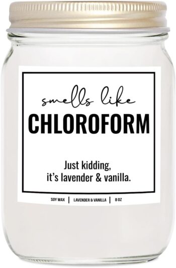 YouNique Designs Smells Like Chloroform Scented Candle, 8 Oz, True Crime Gifts for Women, Serial Killer Gifts for Women, Crime Junkie Merch, All Natural Soy Vegan Candles (Lavender & Vanilla)