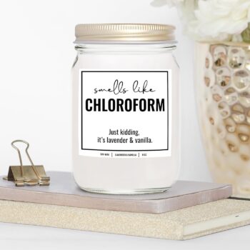 YouNique Designs Smells Like Chloroform Scented Candle, 8 Oz, True Crime Gifts for Women, Serial Killer Gifts for Women, Crime Junkie Merch, All Natural Soy Vegan Candles (Lavender & Vanilla)