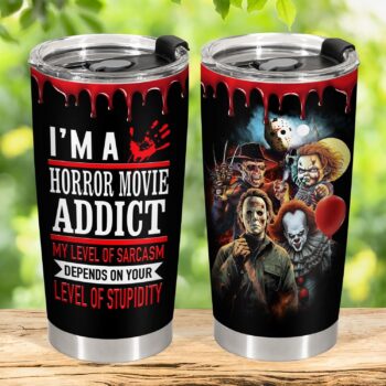 fat mummy Horror Gifts for Christmas, Horror Movie Addict Tumbler Stainless Steel with Lid 20 oz, Christmas Horror Characters Coffee Mug, Birthday Gifts for Horror Fans