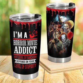 fat mummy Horror Gifts for Christmas, Horror Movie Addict Tumbler Stainless Steel with Lid 20 oz, Christmas Horror Characters Coffee Mug, Birthday Gifts for Horror Fans