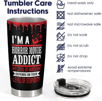 fat mummy Horror Gifts for Christmas, Horror Movie Addict Tumbler Stainless Steel with Lid 20 oz, Christmas Horror Characters Coffee Mug, Birthday Gifts for Horror Fans