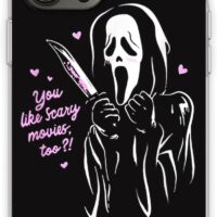 wogehote Compatible with iPhone 14Pro Case Ghost Horror Face Scream You Like Scary Movies Too Halloween Boyfriend Soft TPU Protective Silicone Phone Cover