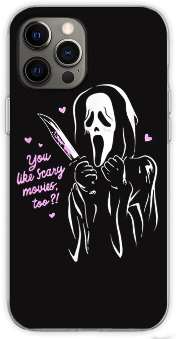 wogehote Compatible with iPhone 14Pro Case Ghost Horror Face Scream You Like Scary Movies Too Halloween Boyfriend Soft TPU Protective Silicone Phone Cover