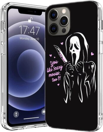 wogehote Compatible with iPhone 14Pro Case Ghost Horror Face Scream You Like Scary Movies Too Halloween Boyfriend Soft TPU Protective Silicone Phone Cover