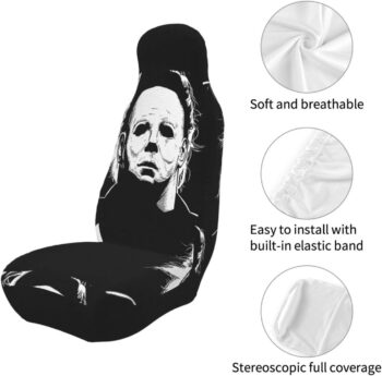 Dxddsdks Michael Myers Car Seat Cover, Car Seat Protection Cover, Advanced Elastic Universal Car Cushion Cover, Car Seat Cover is Suitable for Most Truck Cars, 1 Pcs, Black