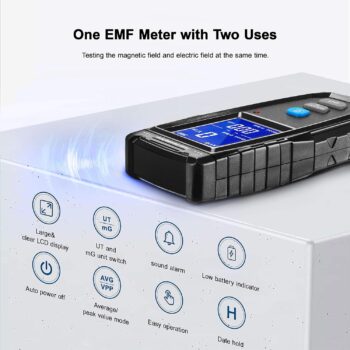 ERICKHILL EMF Meter, Rechargeable Digital Electromagnetic Field Radiation Detector Hand-held Digital LCD EMF Detector, Great Tester for Home EMF Inspections, Office, Outdoor and Ghost Hunting