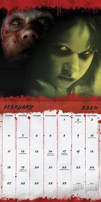 Horror Calendar 2024 - Deluxe 2024 Horror Movie Collection Wall Calendar Bundle with Over 100 Calendar Stickers (Classic Horror Gifts, Office Supplies)