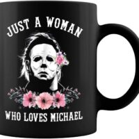 Just a Woman Who Loves Michael Ceramic Coffee Mug Tea Cup (11oz Black)