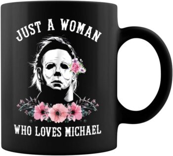 Just a Woman Who Loves Michael Ceramic Coffee Mug Tea Cup (11oz Black)