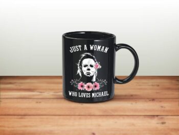 Just a Woman Who Loves Michael Ceramic Coffee Mug Tea Cup (11oz Black)