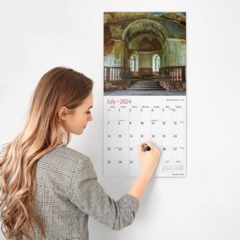 RED EMBER Abandoned Places 2024 Hangable Monthly Wall Calendar | 12" x 24" Open | Thick & Sturdy Paper | Giftable | Deserted But Not Forgotten