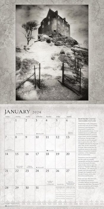 The Haunted Realm 2024 Wall Calendar by Sir Simon Marsden | 12" x 24" Open | Amber Lotus Publishing
