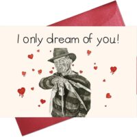 CHXSM Funny Horror Valentine's Day Freddy Horror Valentine Card for Her Horror Birthday Card for Girlfriend Funny Anniversary for Wife Girlfriend I Only Dream of You