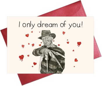 CHXSM Funny Horror Valentine's Day Freddy Horror Valentine Card for Her Horror Birthday Card for Girlfriend Funny Anniversary for Wife Girlfriend I Only Dream of You