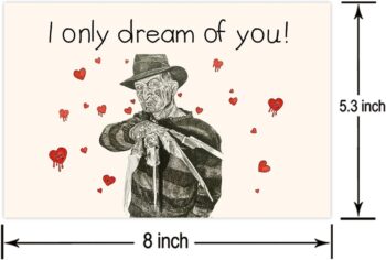 CHXSM Funny Horror Valentine's Day Freddy Horror Valentine Card for Her Horror Birthday Card for Girlfriend Funny Anniversary for Wife Girlfriend I Only Dream of You