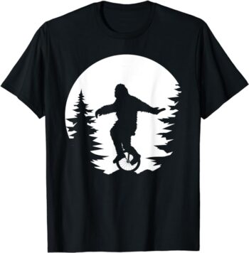 Funny Bigfoot Sasquatch on a Unicycle T-Shirt