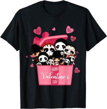 Horror Movie Character Chibi With Heart Love Valentine's Day T-Shirt