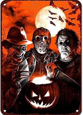 Horror Movies Halloween Scary Characters Movie Poster Retro Metal Tin Sign Wall Home Wall Art Metal Tin Sign,cave,bar,Club,Home Wall Art Metal Tin Sign 8x12 Inches