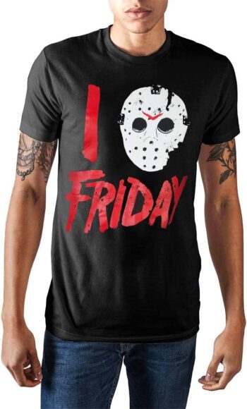 I Love Friday Jason Voorhees Mask Shirt Distressed Licensed Graphic T-Shirt