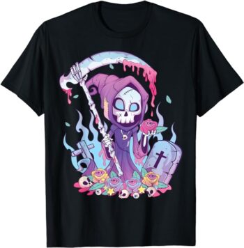 Pastel Goth Creepy Death Grim Reaper Kawaii Occult Menhera T-Shirt