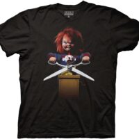 Ripple Junction Chucky Men's Short Sleeve T-Shirt Chucky's Back with Scissors Child's Play Horror Slasher Officially Licensed