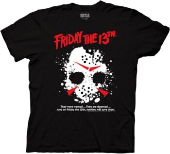 Ripple Junction Friday The 13th Logo and Mask Movie Adult T-Shirt Officially Licensed