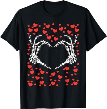 Skeleton Hand Heart Valentines Day Funny Bones Love T-Shirt