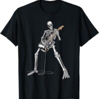 Skeleton Playing Guitar - Rock And Roll Graphic Band Tees T-Shirt