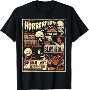 Vintage Horrorfest Movie Poster Terror Old Time Halloween T-Shirt