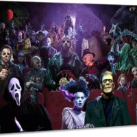 YASOJUN Horror Movies Canvas Poster Wall Art Framed,Modern Decoracion Prints Painting Posters Artwork for Bedroom Living Room Game Study Room Club Wall Decor (12''x18''(30x45cm)，Frame，horror- 33)