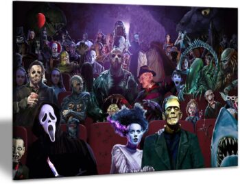 YASOJUN Horror Movies Canvas Poster Wall Art Framed,Modern Decoracion Prints Painting Posters Artwork for Bedroom Living Room Game Study Room Club Wall Decor (12''x18''(30x45cm)，Frame，horror- 33)