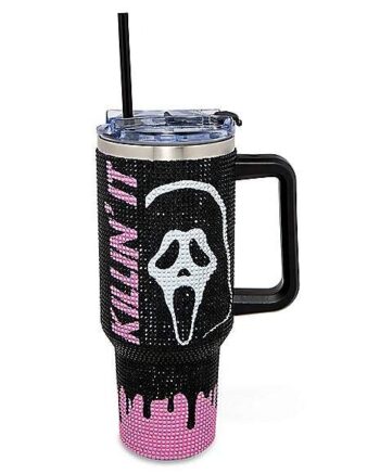 Ghost Face Killin' It Rhinestone Cup with Straw - 40 oz.