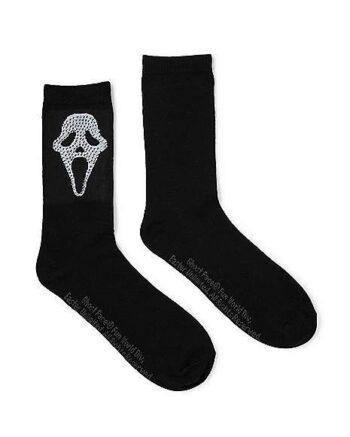 Ghost Face Rhinestone Crew Socks