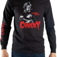 Chucky Classic Horror Movie Mens Black Long Sleeve Graphic Tee