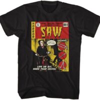 Saw Horror Movie T Shirt Jigsaw Comic Book Adult Short Sleeve T Shirts Vintage Style Graphic Tees Men