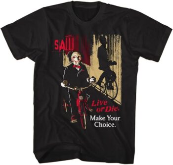 Saw Horror Movie T Shirt Your Choice Live Or Die Adult Short Sleeve T Shirts Vintage Style Graphic Tees Men