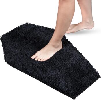 Chenille Coffin Bath Mat - 32x20 Inch Coffin Rug, Soft, Thick, Water Absorbent, Machine Washable with Non-Slip PVC Backing - Spooktacular Gothic Bathroom Mat