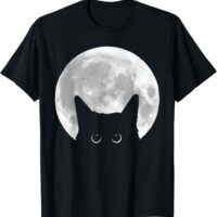 Cute Black Cat Full Moon Halloween T-Shirt