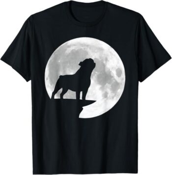 Fun Bulldog Howling Full Moon Halloween T-Shirt