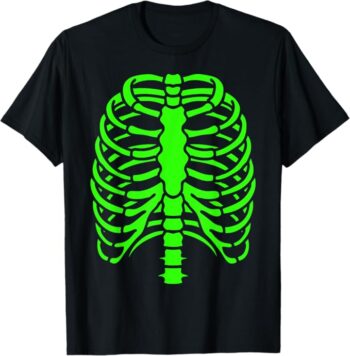 Fun Cool Green Skeleton Rib Cage Halloween T-Shirt