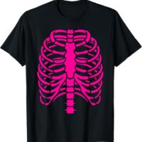 Fun Cool Pink Skeleton Rib Cage Halloween T-Shirt