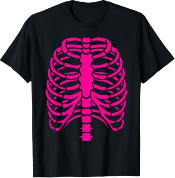 Fun Cool Pink Skeleton Rib Cage Halloween T-Shirt